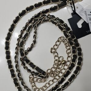 Express gold chain dark green belt
